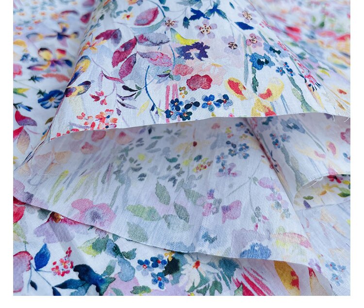 Vilde blomster rød 80s tissun liberty bomuldsstof til børn baby syning stof kjoler nederdel gør det selv håndlavet patchwork meter