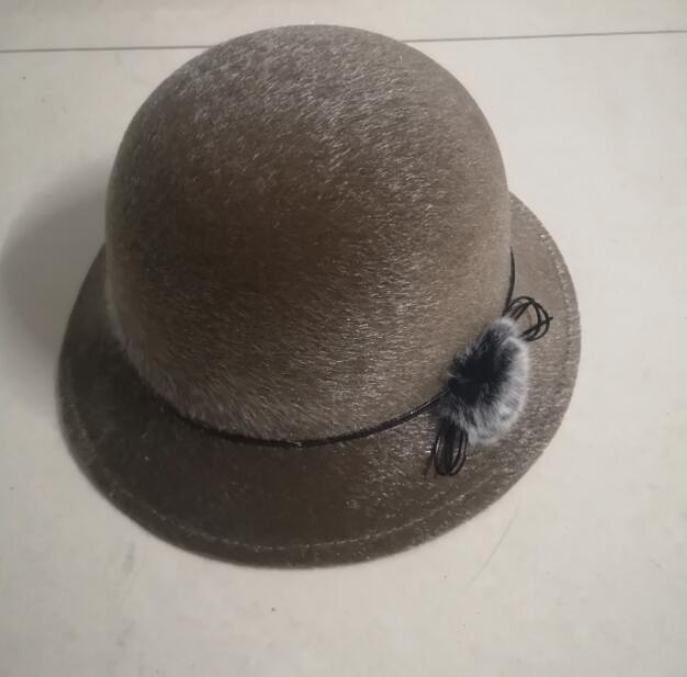 Vinter pom spand til kvinder solid imiteret uld cloche hatte vintage bue spand hatte: Kaffe
