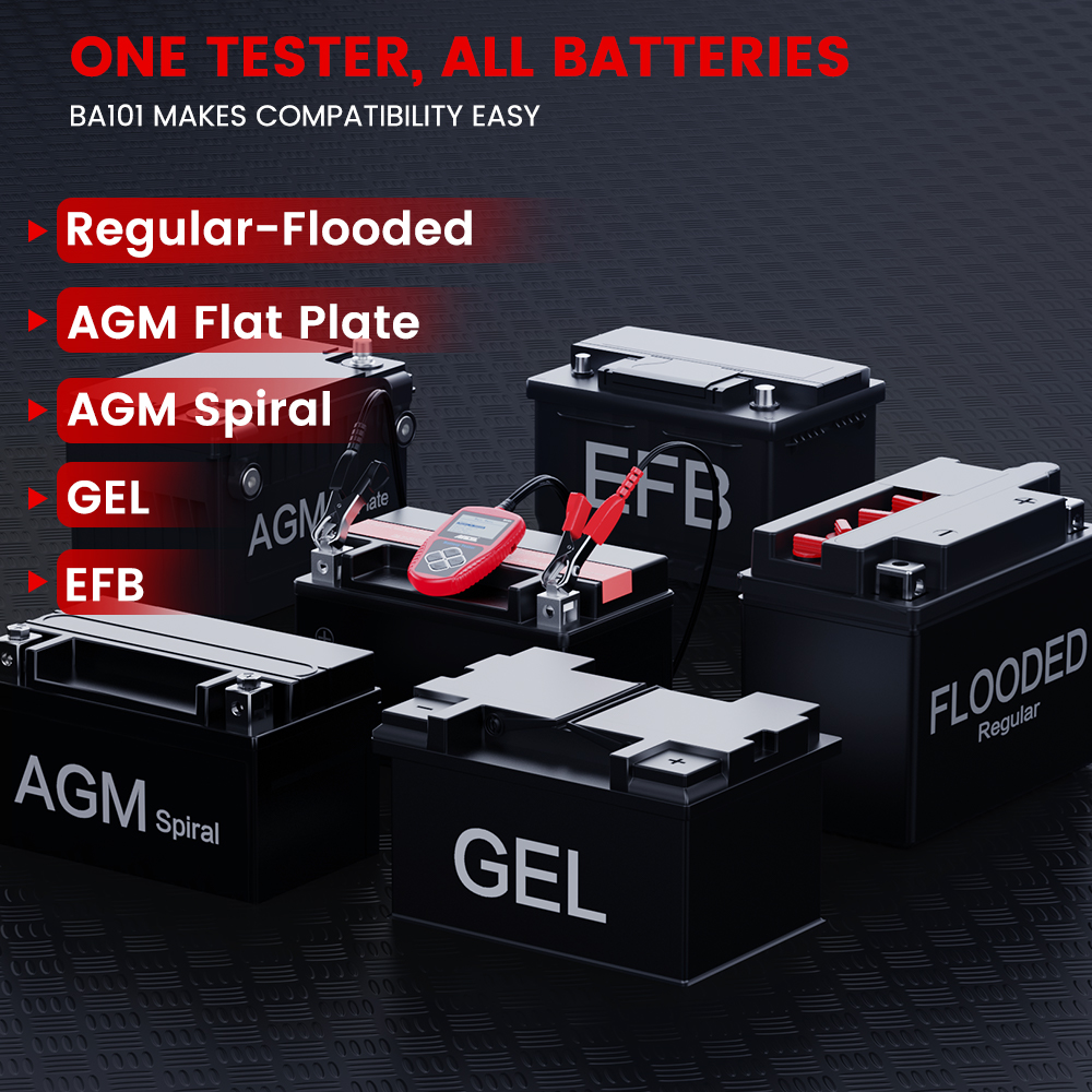 ANCEL-probador de batería de coche BA101, Analizador de 12V, probador de carga de batería automotriz, herramientas de diagnóstico de carga de circuito de carga 100-2000CCA