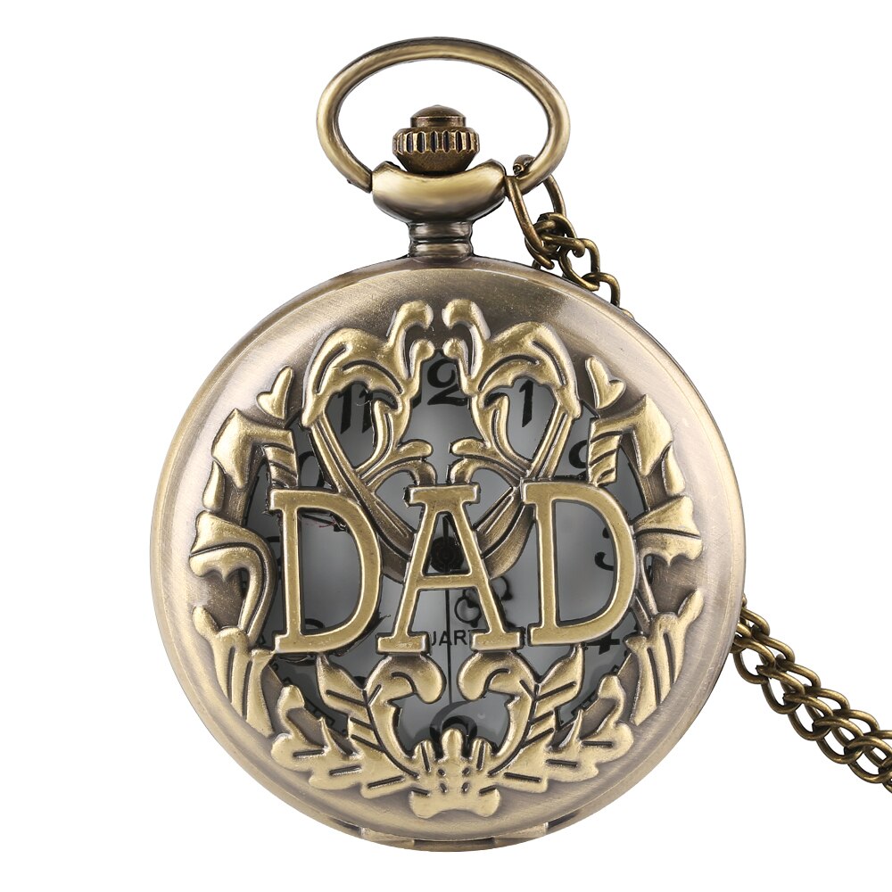 Vaders Dag Quartz Zakhorloge Hollow Gesneden Dad Zakhorloge Retro Creatieve Hanger Klok Ketting Ketting Super Dad: Only Pocket Watch 1