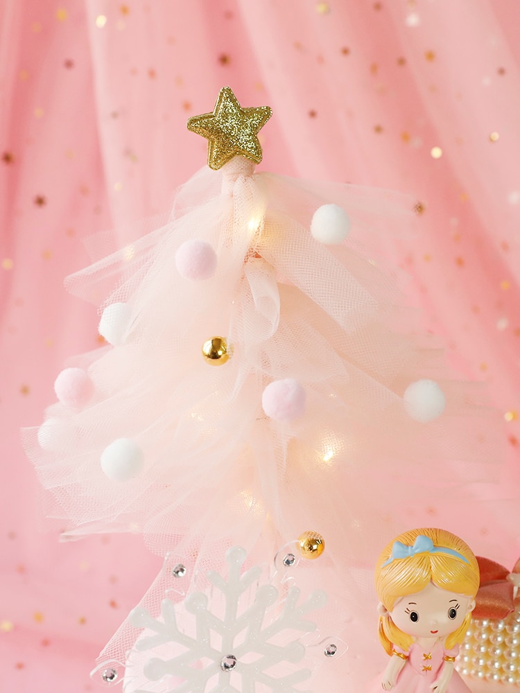 Costume de noël rose en fil d'arbre | Décorations de princesse de neige pour filles, décoration de gâteau, fournitures pour fête d'enfants, pour la pâtisserie, adorables