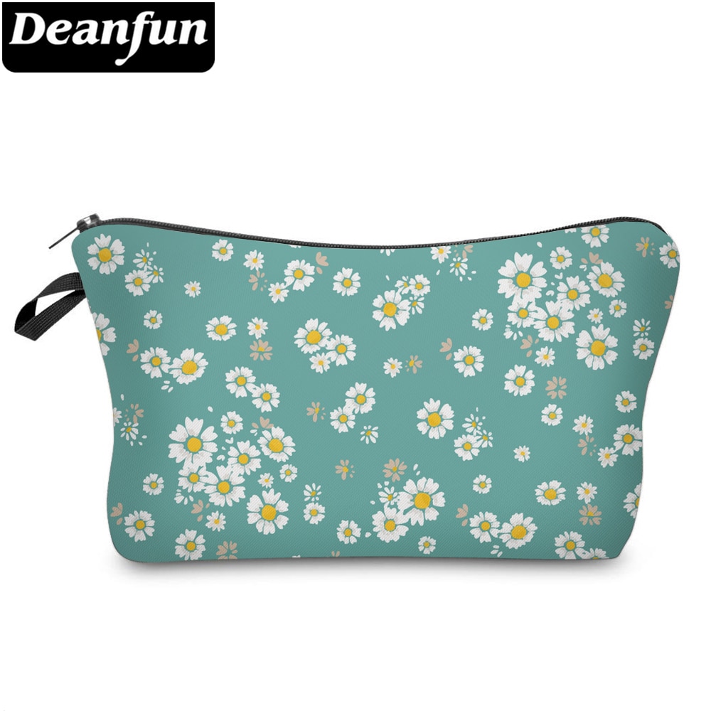 Deanfun, estampado vívido de margaritas, pequeñas bolsas de maquillaje con cremallera, bolsa de cosméticos para mujer, de amor 52360