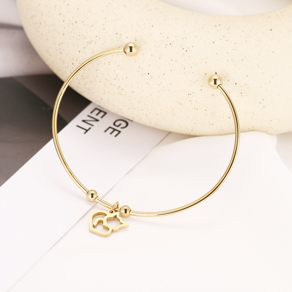 CACANA 316L abierto de acero inoxidable pulsera de Color oro lindo gato Simple de de la joyería para las mujeres pulseras de de boda