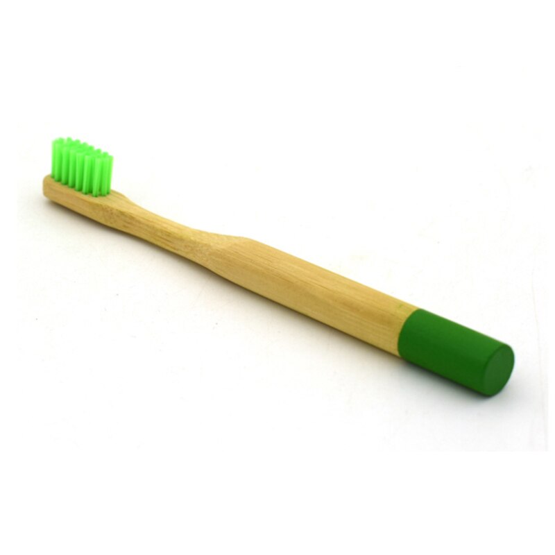 Natural Eco-friendly Bamboo tooth brush Wooden Handle Environmentally Wood Rainbow Toothbrush Bamboo ToothBrush: Green