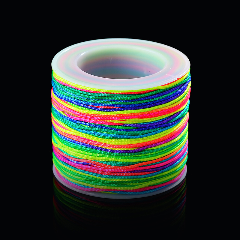 50Meters/Roll 0.8mm Neon Nylon Cord Thread Chinese Knot Macrame Cord Bracelet Braided String DIY Tassels Beading String Thread: rainbow neon