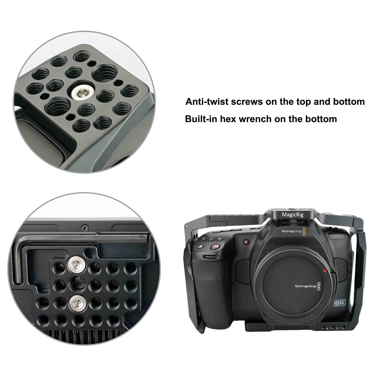 Magicrig Camera Full Kooi Voor Bmpcc 6K Pro Met Arri Lokaliseren Gat &amp; Koude Schoen, voor Blackmagic Pocket Cinema Camera 6K Pro