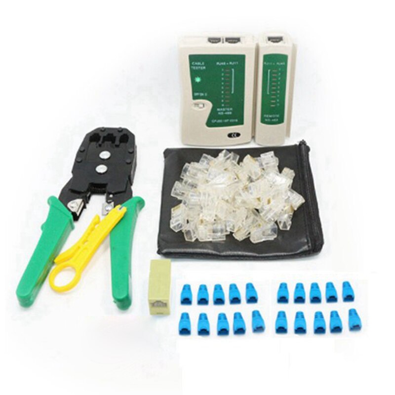 7 -teiliges netzwerkkabel-testgerät,  rj45 crimpzangen, abisolierzange, tragbares lan-netzwerk-reparaturset, kabeltester