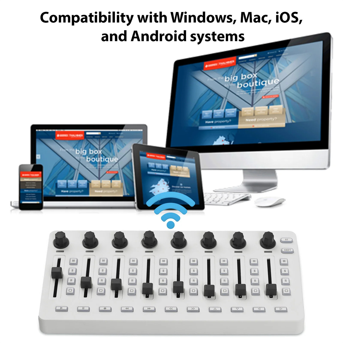 M-VAVE Smc-Mixer Draadloze Midi-Controller Mengpaneel Bt-Verbinding Batterij Type-C Voeding Usb Voor Windows/Mac/Ios/Android