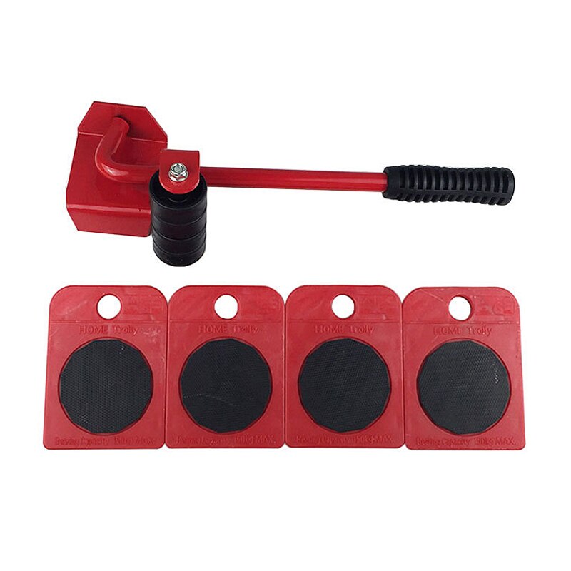 Heavy Roller Move Tool Set Wheel Bar Mover Sliders Transporter Kit Trolley for 100Kg/220Lbs Heavy Furniture Roller: Red