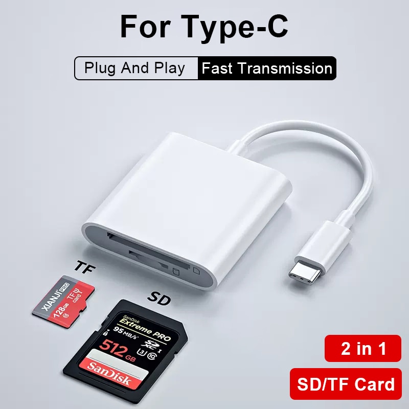 4-in-1-USB-Kartenleser SD/TF-Karte für iPhone 14 13 12 11 Profi Max Blitz Schnellladeanschluss für iPad-Kamera-MacBook-Adapter: Rosa
