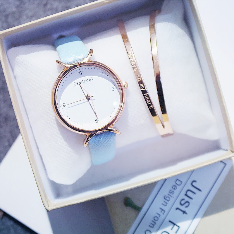 Meisjes Horloge Koreaanse Student Mode Meisje Eenvoudig En Mooie Junior High School Candycat Veelzijdige Kleine Verse Quartz Horloge