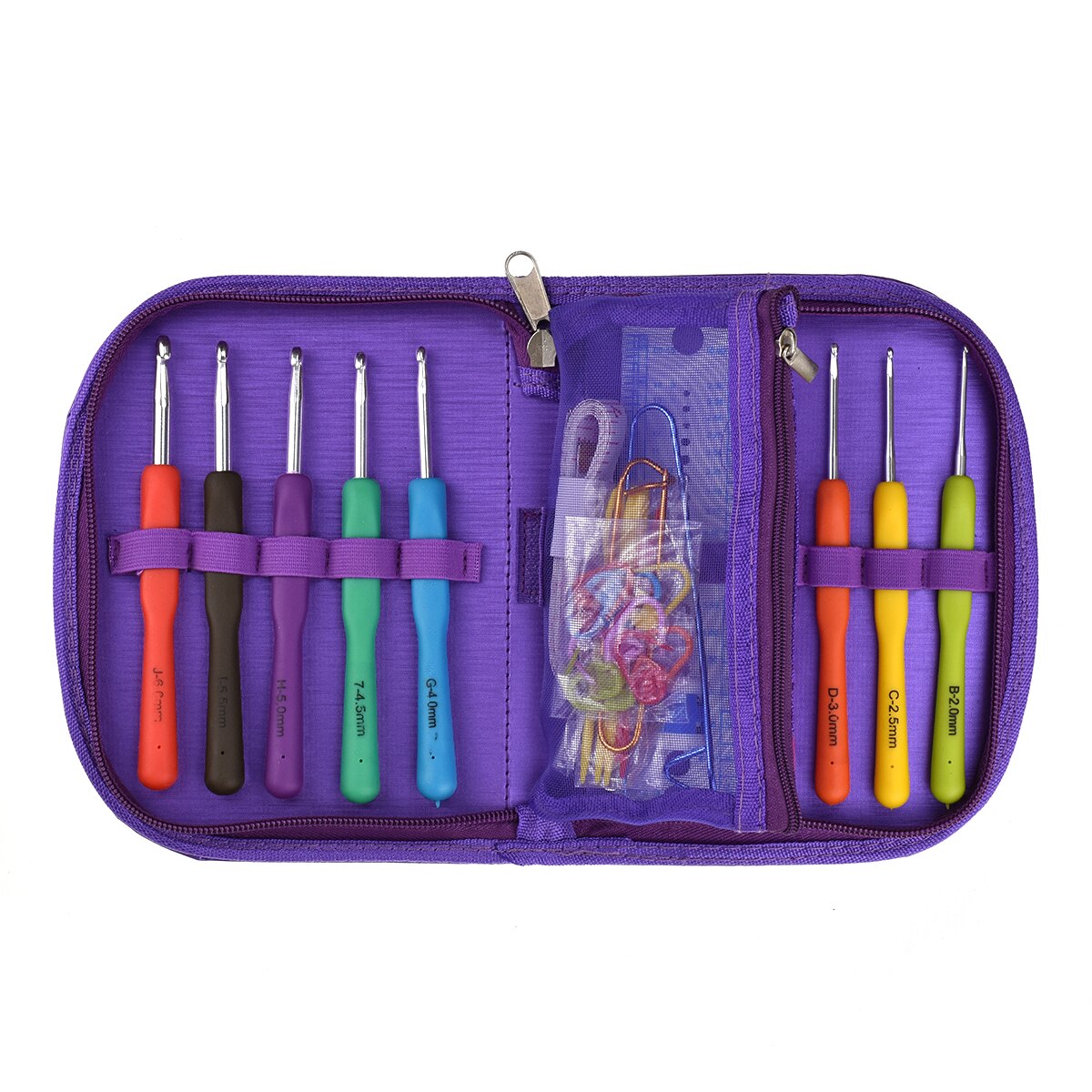 Haaknaalden - set 8 stuks - ergonomisch - 2.5-6.0mm - etui - schaar Haaknaalden - set 8 stuks - ergonomisch - 2.5-6.0mm - etui - schaar