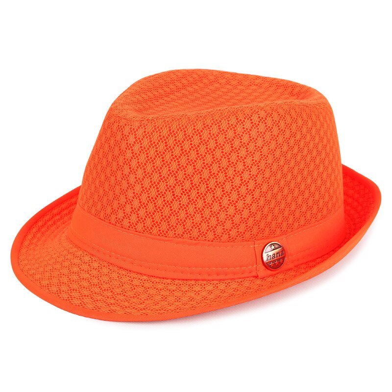 Män och kvinnor utomhus andningsbar mesh solhatt vuxen sommar plus size fedora hattar 56-58cm 58-60cm: Orange / 56-58cm