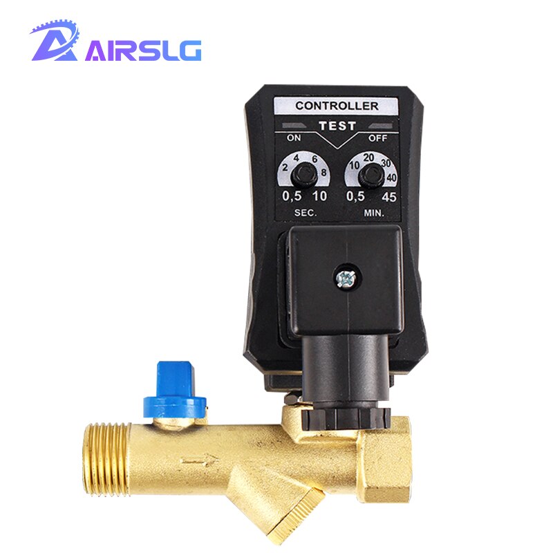 1/2" DN15 Electric Timer Auto Water Valve Electronic Drain Solenoid Valve for Air Compressor Condensate AC220V DC24V