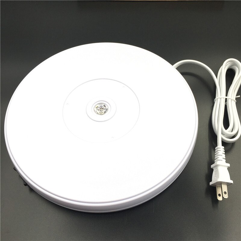 10" 25cm Led Light 360 Degree Electric Rotating Turntable for Photography, Max Load 10kg 220V 110V: White 110V US