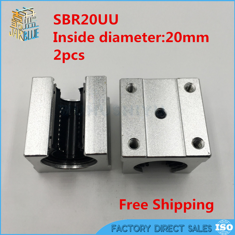 2 stks/partij SBR20UU SBR20 Linear Bearing 20mm Open Linear Bearing Slide blok 20mm CNC onderdelen lineaire slide