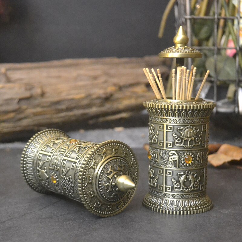 Bronce europeo color retro romano columna joya palillo titular metal tallado decorativos palillo casa decoración diente recoger YQT042