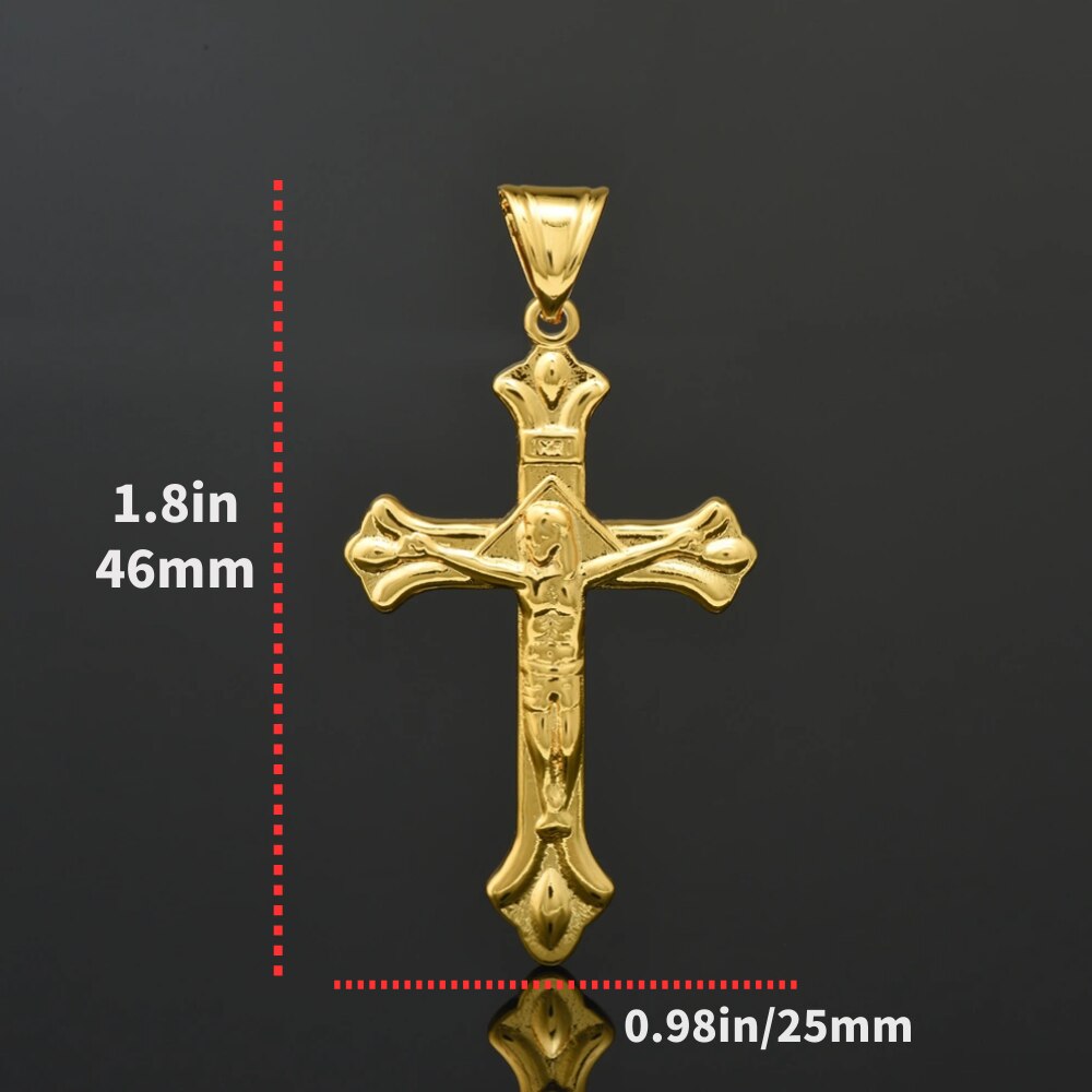 Copper Gilded Catholic Jesus Christ Golden Jesus Cross Cross Pendant: 2