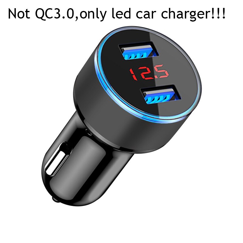 30W Car Charger Quick Charge 4.0 3.0 Universal LED Display Dual USB For iPhone 11 Xiaomi Mobile Phone Charger Fast Car-Charger: Not QC 3.0