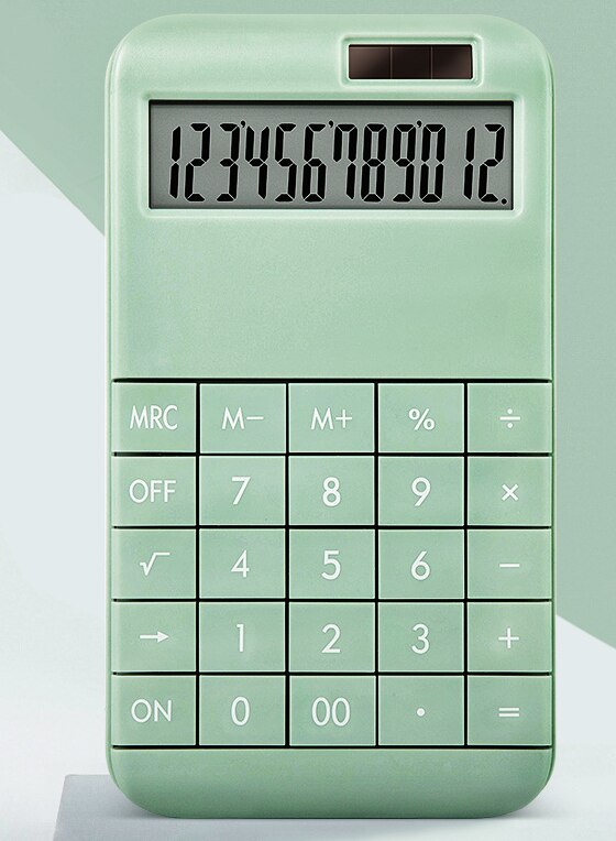 Echter solar-taschenrechner mit 12- display, karminroter computer für die verwendung im studentenfinanzierungsbüro, niedlicher taschenrechner: Grün