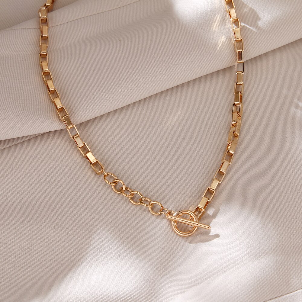 2022 Big Necklace for Women Twist Gold Silver Color Chunky Thick Lock Choker Chain Necklaces Party Jewelry