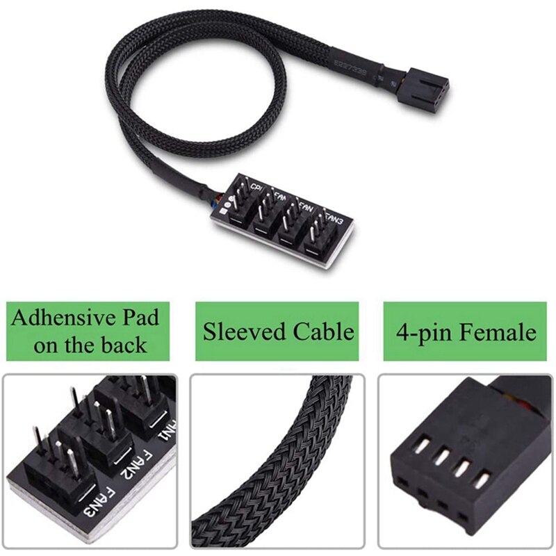 M.2 Nvme Ssd Ngff to Pcie 3.0 X4/X8/X16 Adapter & PWM Fan Hub, 4-Pin Computer CPU / Power Multiplexer Connector Cable