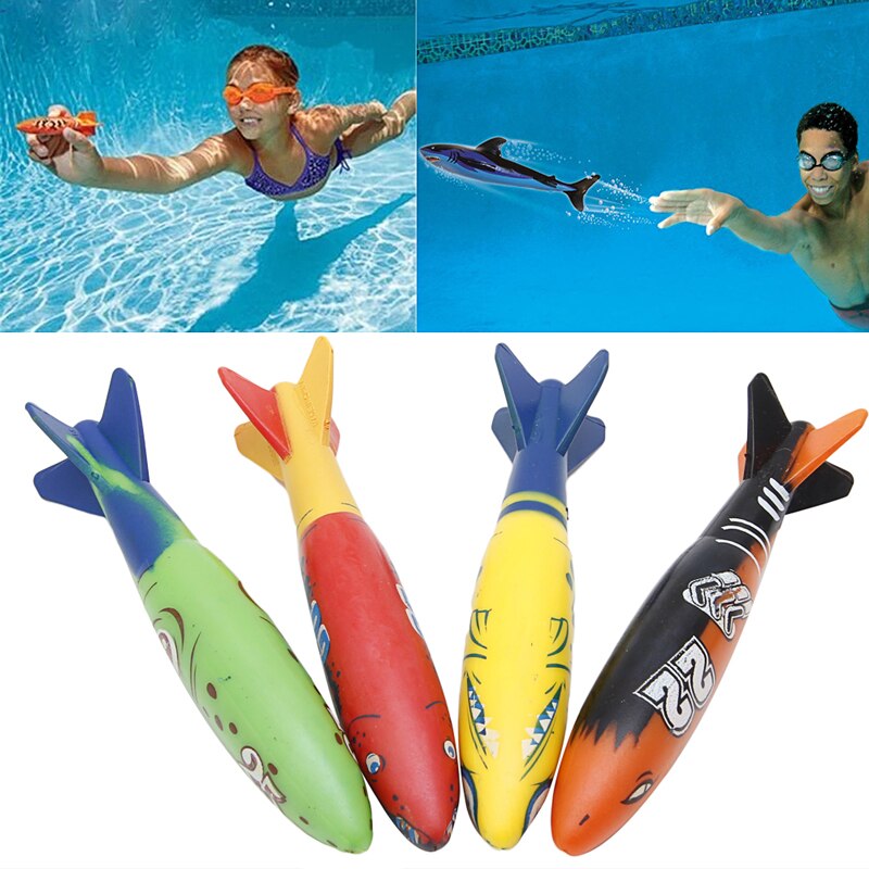 4 Pcs Rubber Swimming Pool Toys Diving Sport Outdoor Toypedo Bandits Play Water Fun Pool Fun Toys Games