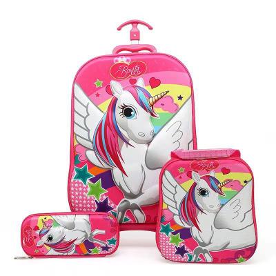 Neue Kinder Gepäck Rad Trolley Gepäck Jungen Mädchen Kinder Rucksack Schule Rucksack kinder Tasche Roll Beutel 3D Koffer: 06