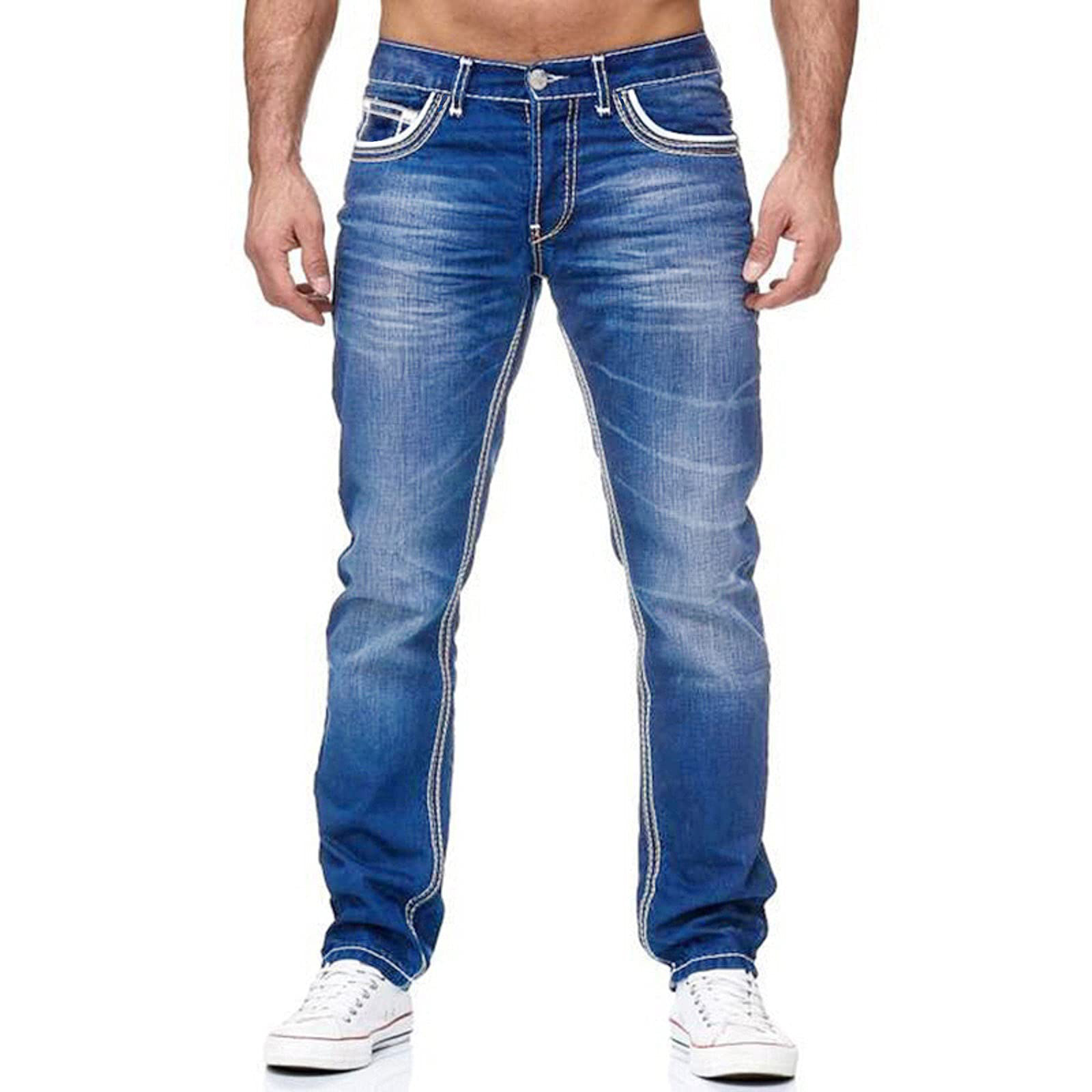 Men Jeans Black Straight Pants Spring Autmun Pockets Denim Casual Tousers Light Blue Streetwear Jeans Men