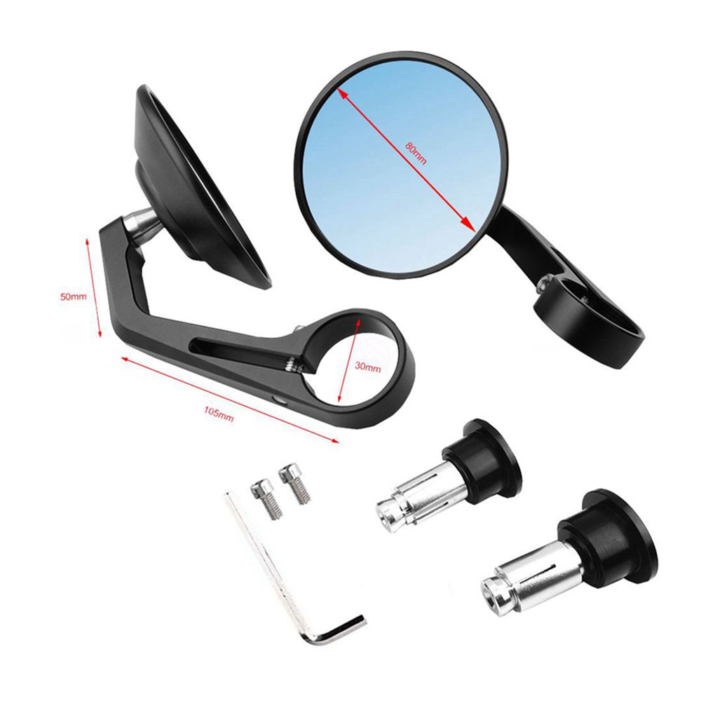 Universele Bar End Spiegels Motorfiets Stuur Achteruitkijkspiegels Blauwe Lens Anti Glare 7/8 "Handvat Ronde Voor De Meeste ATV UTV E-bike