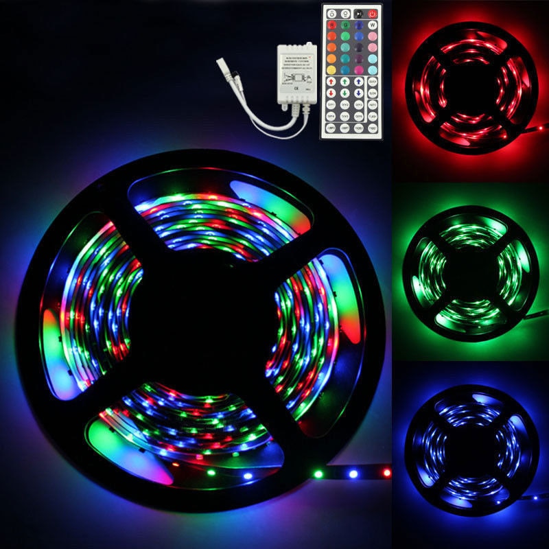 5M RGB Led SMD Flexibele Light Strip Lamp + 44 key IR Remote Controller Lint Paars Flexibele Tape lamp voor DJ Fluorescentie