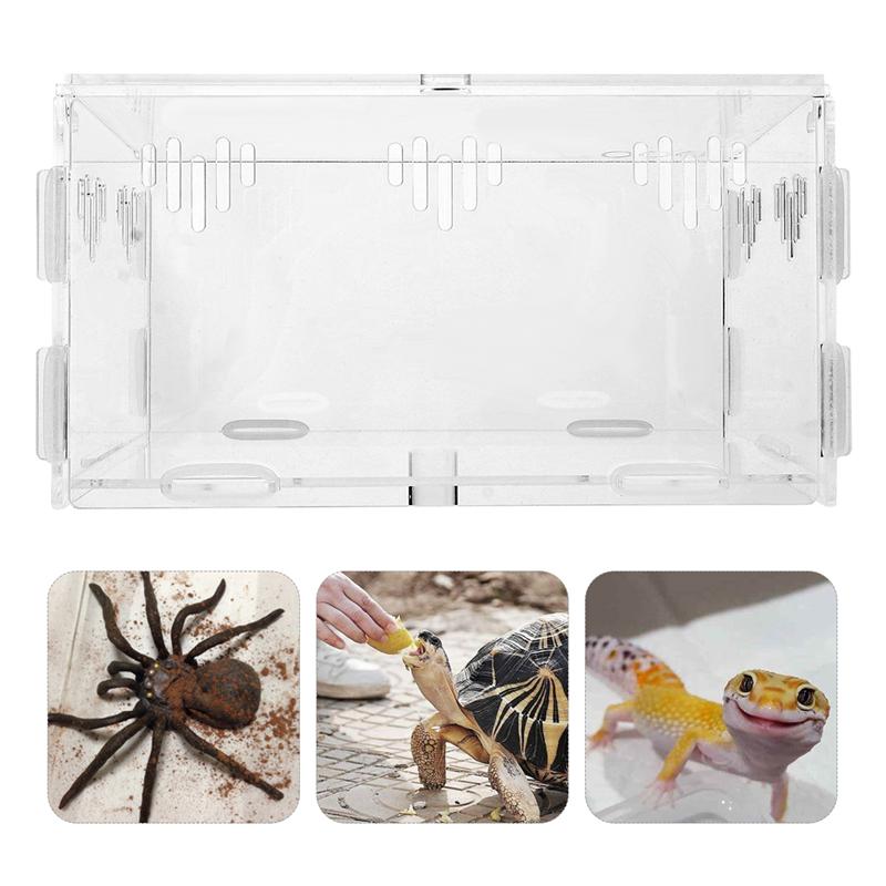 Transparent Acrylic Aquarium Breeding Tank Reptiles Feeding Box Small Pet Turtle Spider Tank Terrariums