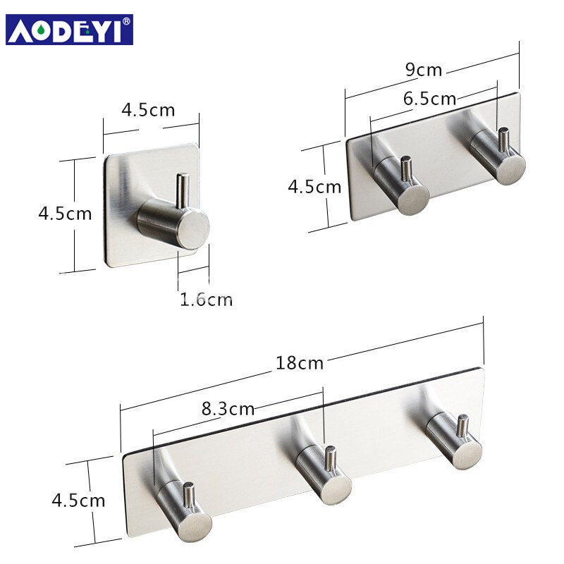 3M Adhesive Stainless Steel Robe Hooks Hanger Kitchen Bathroom Rustproof Towel Hooks