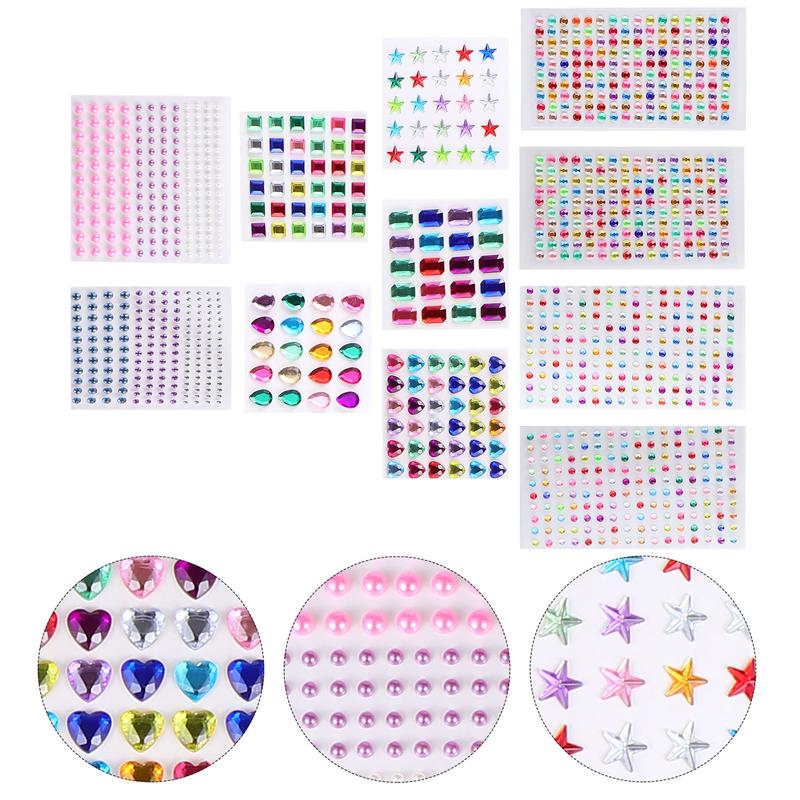 11 Sheets DIY Rhinestone Stickers Rhinestone Decals Acrylic Sticker for Kid