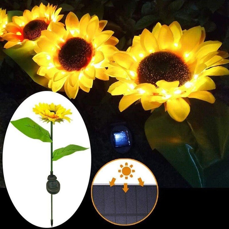 LED Solar Sunflower Flower Light Garden Solar Lighting Outdoor Garden Decoration Christmas Lights Outdoor Christmas Decorations