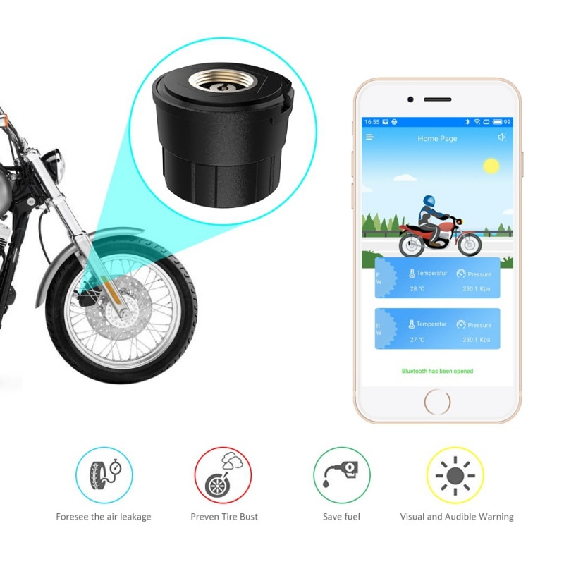 Motorfiets Tpms Met Qc 3.0 Snel Opladen Usb Output Motor Bandenspanning Monitoring Systeem Band Temperatuur Alarmsysteem