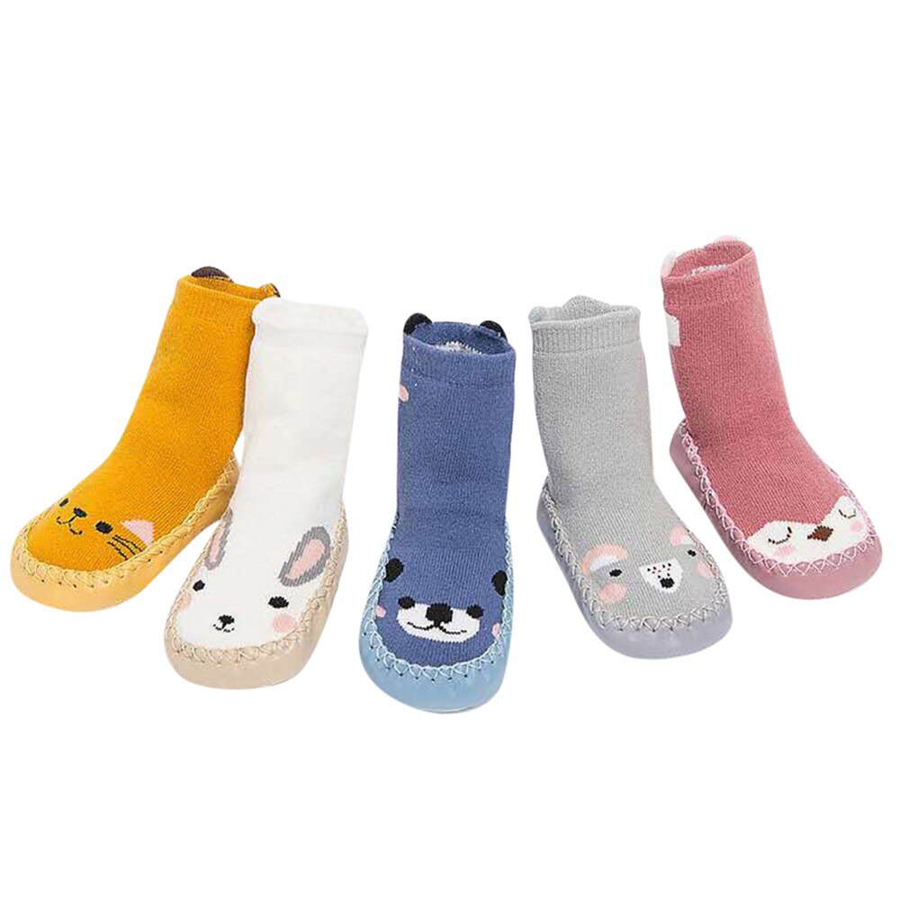 Kids Peuter Baby Meisjes Jongens Sokken Leuke Cartoon Dier Dikke Warm Anti-Slip Sokken Slippers Calcetines Antideslizante Niño