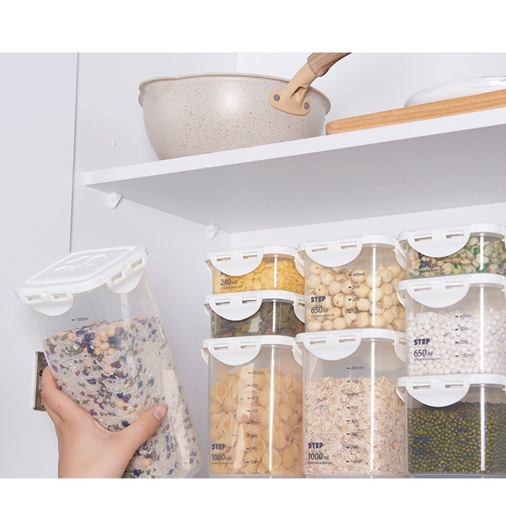 Kitchen Transparent Sealed Storage Tank Sealed Storage Box Crisper Grains Food Storager Household Kitchen Cans Container#0826y30