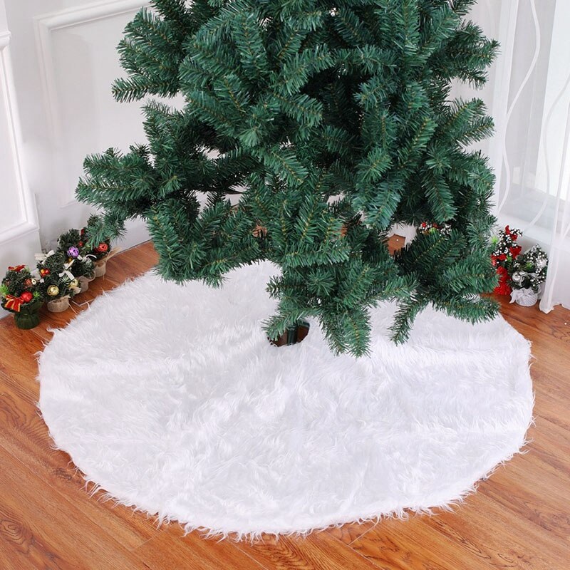Tapis en peluche blanc en fourrure pour sapin de noël, décorations pour la maison, jupes, nouvel an, , 1 pièce