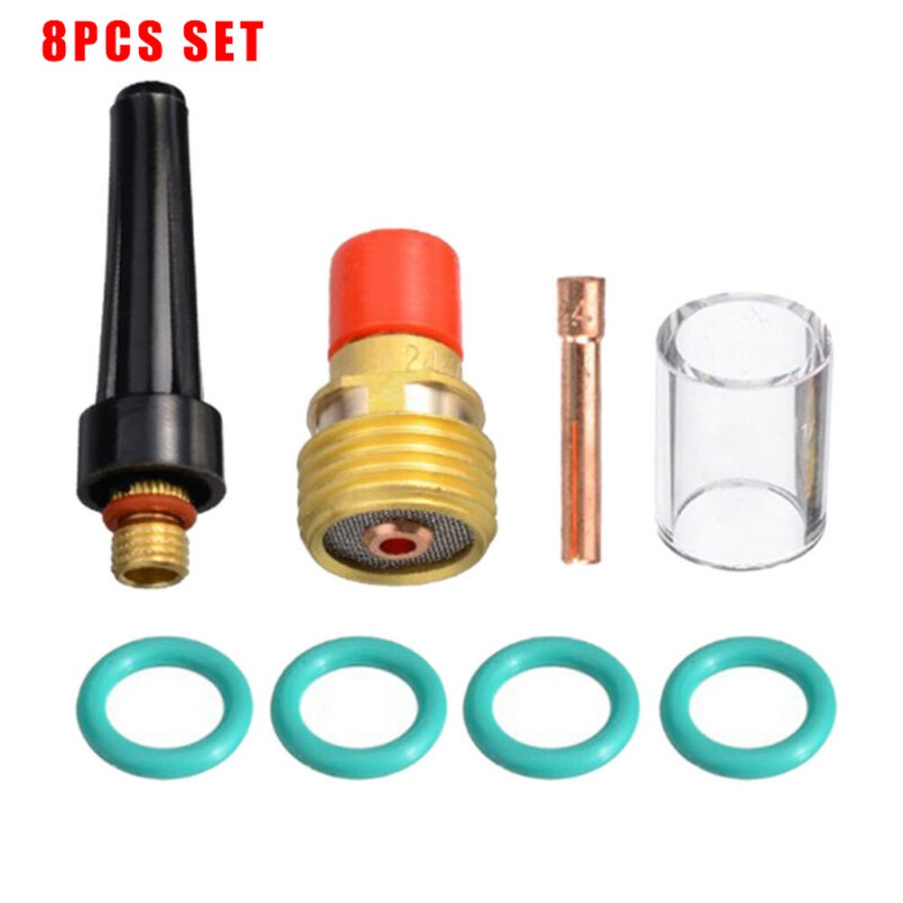 8pcs/Set TIG Welding Stubby Gas Lens #10 Heat Cup Kit For Tig WP-17/18/26 Torch Welding Accessories