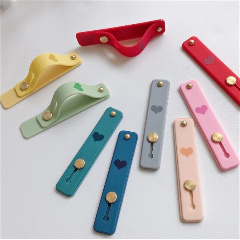 Silicone Wristband Heart Finger Ring Grip Mobile Phone Holder Stand Push Pull Sticker Paste Universal Band Phone Holder Bracket