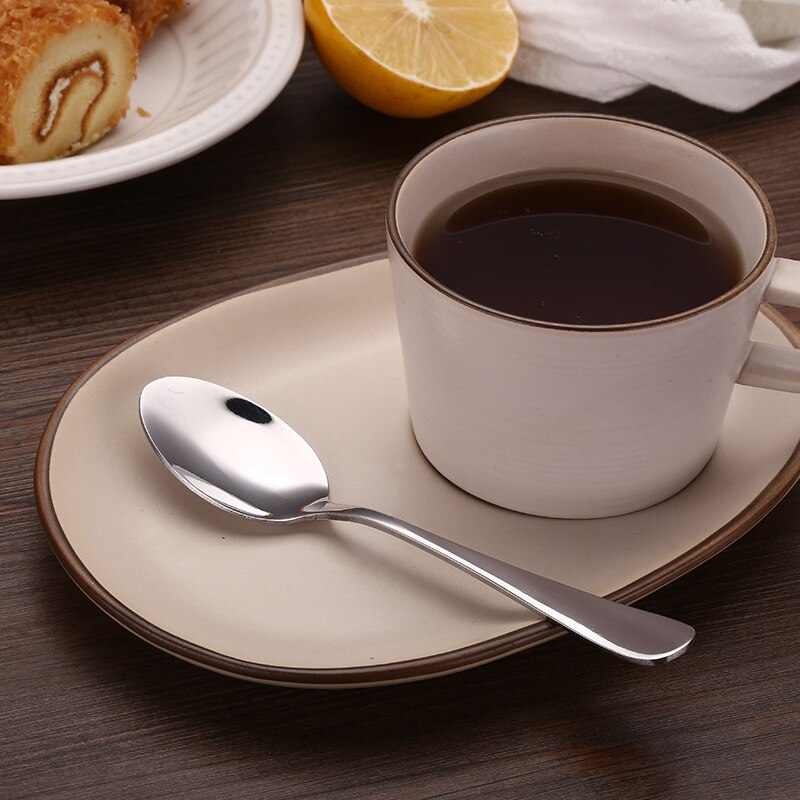 6pcs Stainless Steel Coffee Teaspoon Dinner Spoon Set Ice Cream Sundae Tea spoons Dessert Stirring Soup Tablespoon Scoop 5 size
