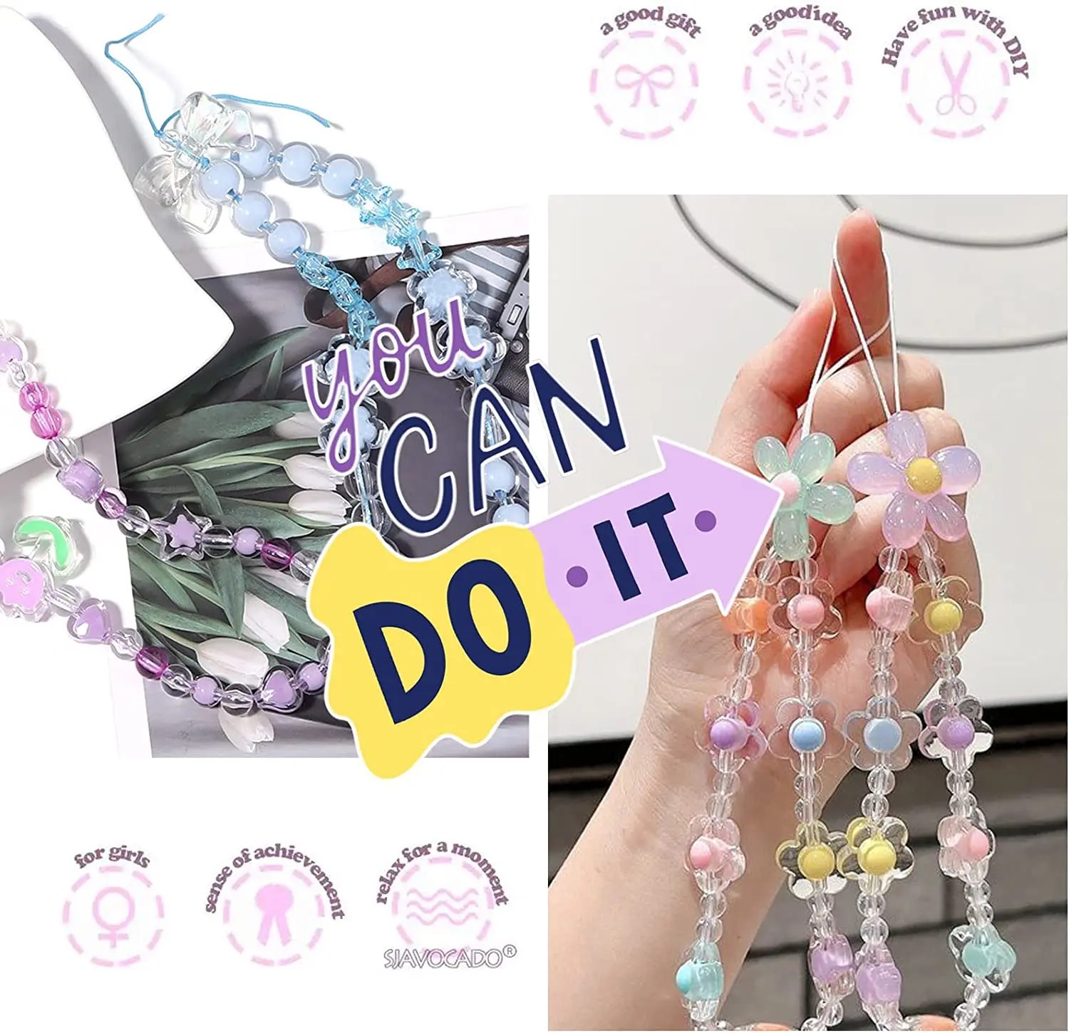 50g Color rosa mezcla aleatoria cuentas acrílicas arco corazón flor cuentas para cadena de teléfono DIY pulsera hecha a mano accesorios para hacer joyas