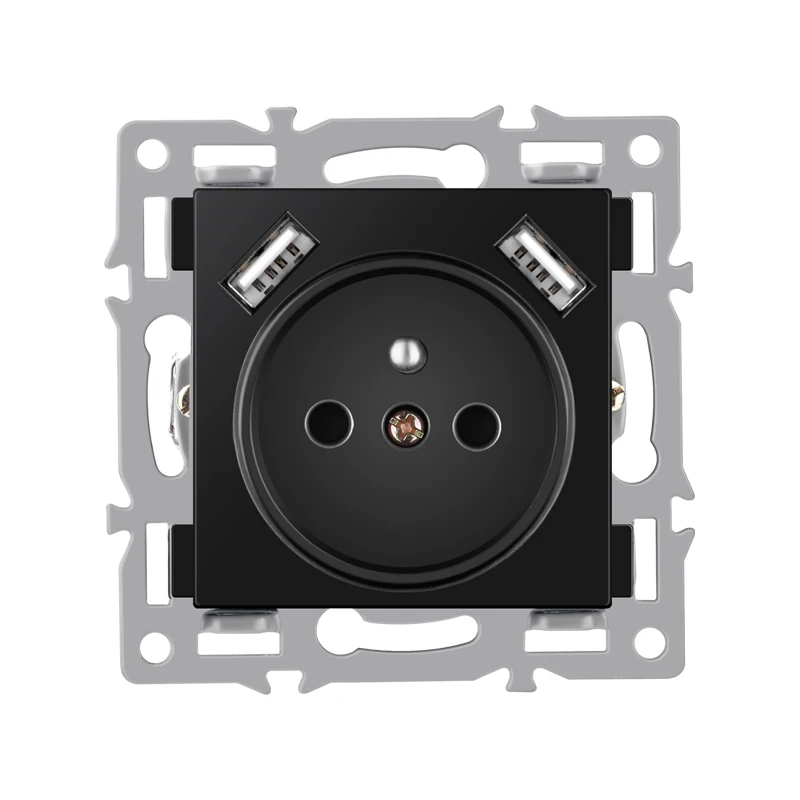 wall-mounted module diy European standard black tempered crystal glass panel socket light switch button function combi: PURPLE