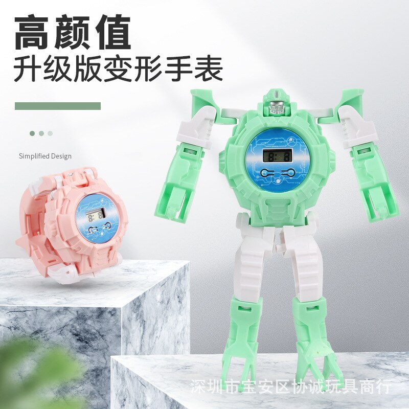 Cross Border Stall CHILDREN'S Cartoon Electronic Transformers Robot Watch Douyin Toy Items