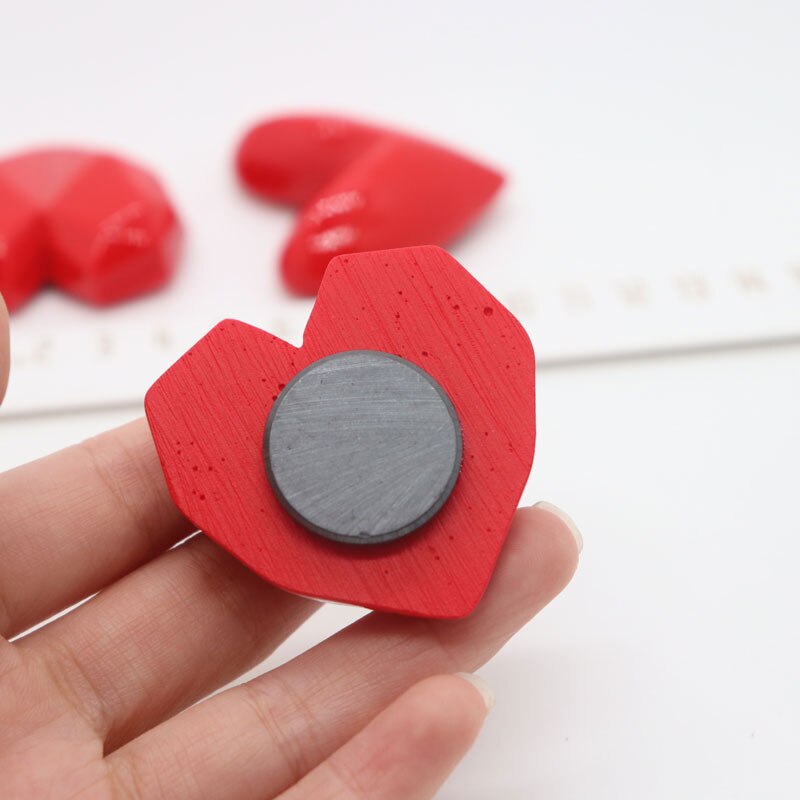 50mm fridge magnet red heart shape fridge magnet home decoration magnetic sticker paper message fixer photo paste resin art