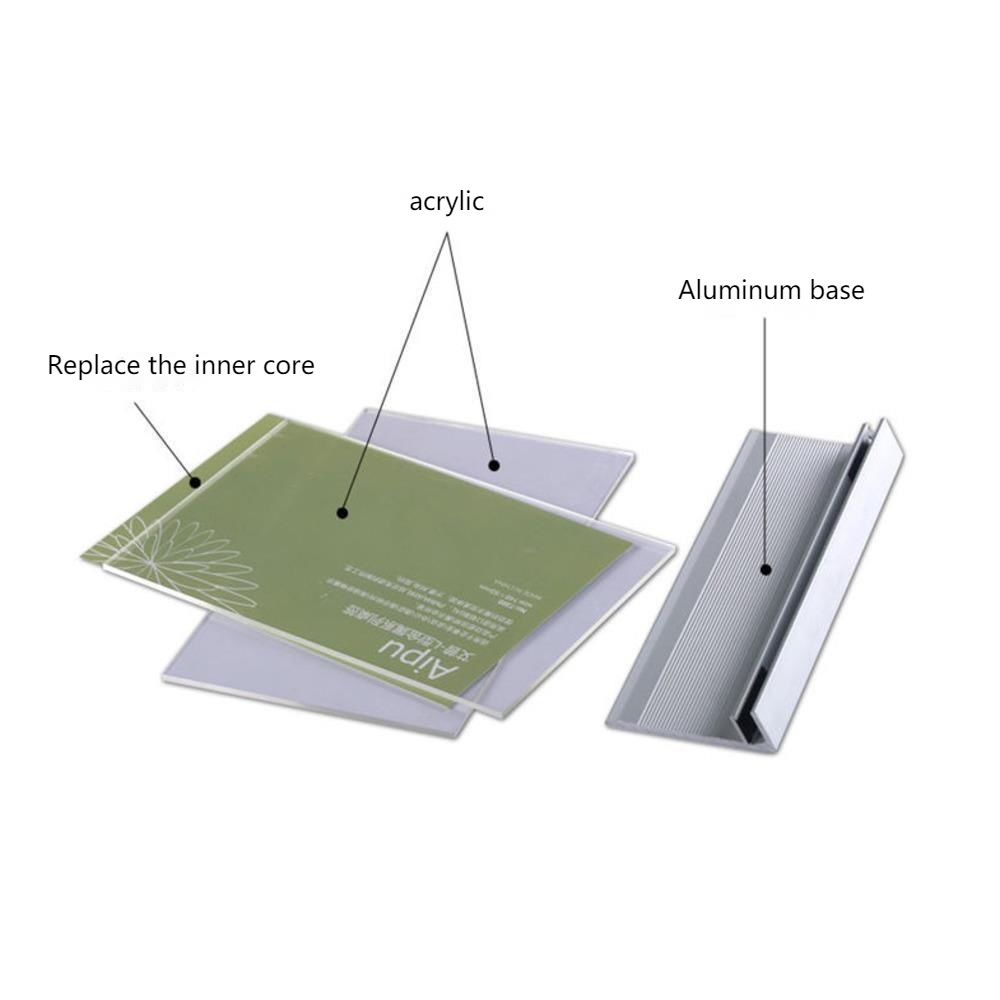 Metal Base Slot Desktop Photo Picture Display Holder Acrylic Menu Desk Sign for Office Stand Upc Qr Code Scanner Label Frame