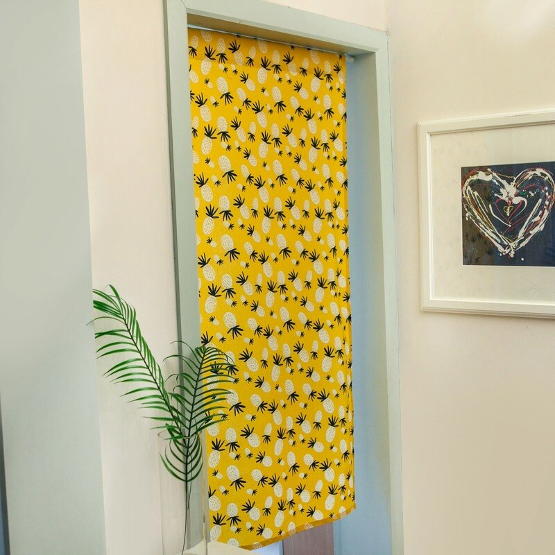 Jaune ananas rideau coton lin tissu épais rideau vent bain rideau salle de bain chambre cuisine demi rideau un autre coup