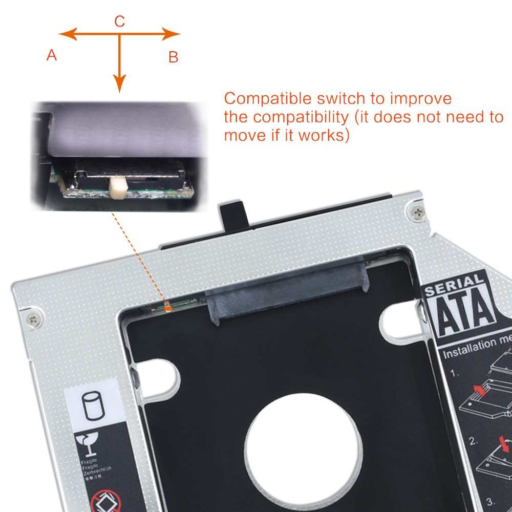 Til lenovo thinkpad  t420 t430 t510 t530 w700 optibay aluminium 2.5 &quot; ssd etui hdd kabinet 2nd hdd caddy 12.7mm sata 3.0