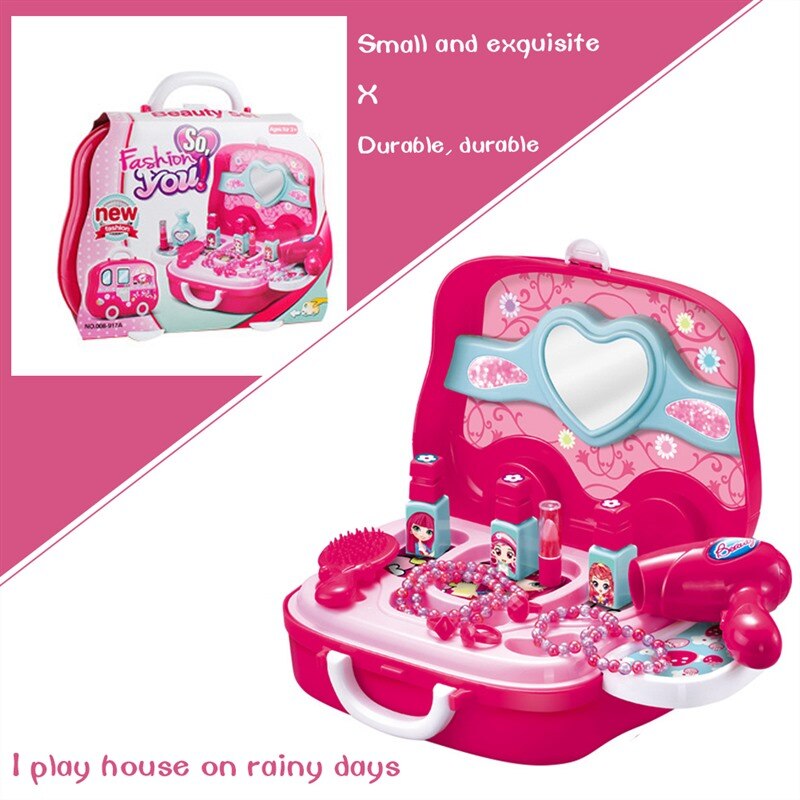 18pcs Set Girls Cosmetic Toy Play House Princess Dressing Table Toy Pink Suit Girls Table Dressing Make Up Toy Play House Sets